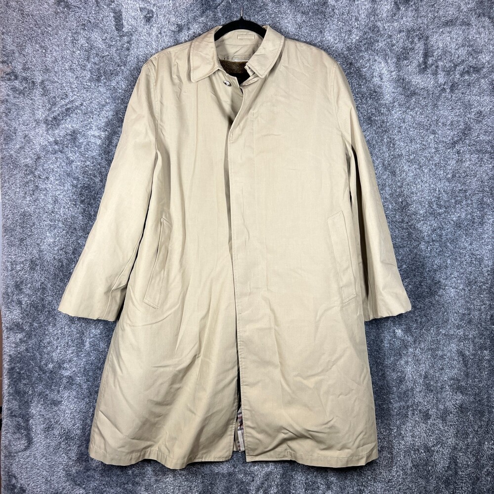 Koratron Coat Mister 365 Size 44 Beige Trench Overcoat Removable Liner Vintage
